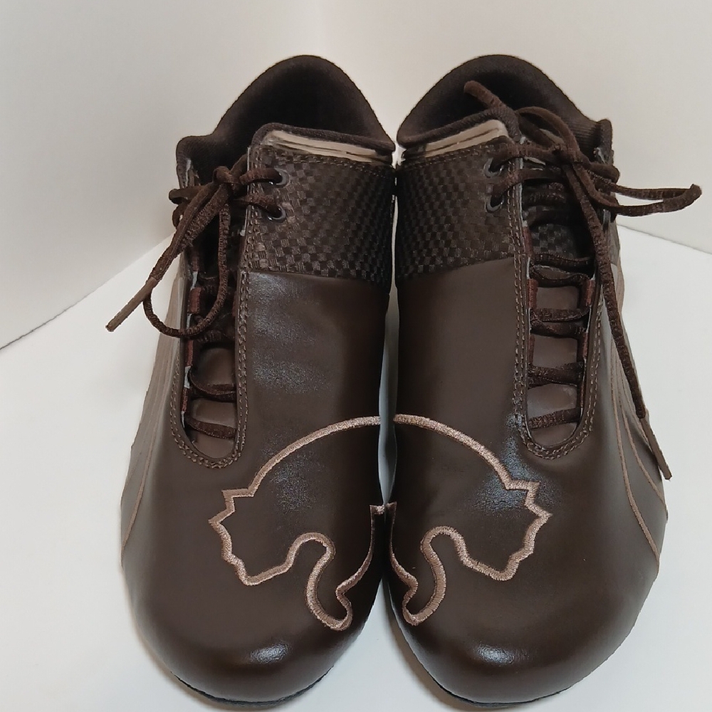 PUMA Dark Brown Leather Casual Athletic Lace Shoes Size 12